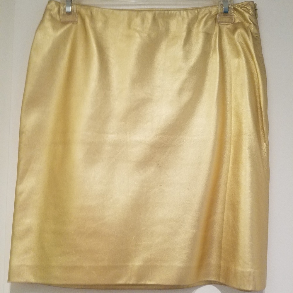 Ralph Lauren gold leather skirt